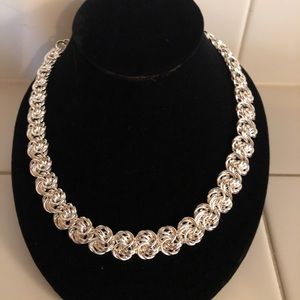 COPY - Vtg Monet Choker Necklace Chunky Silver Tone 18"